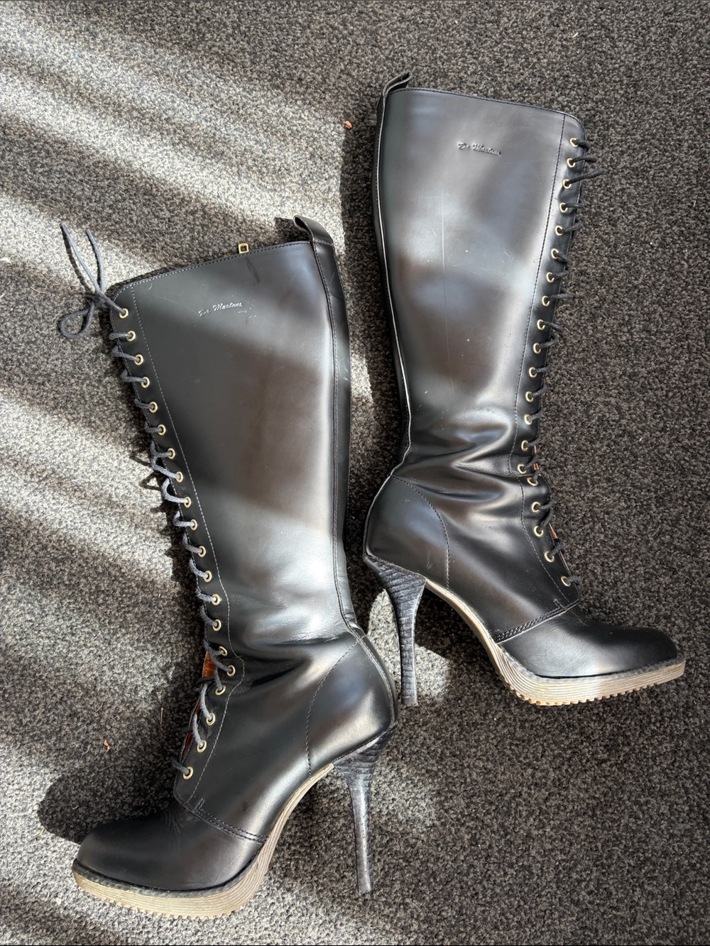 Dr Martens Gilda heeled black knee high tall boots - Picture 3 of 12